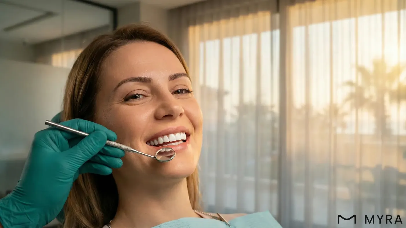 Antalya Myra Dental kliniğinde kaplama yapılmış dişlerin kontrolü