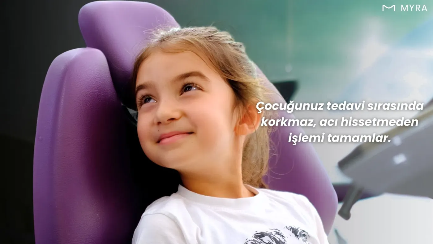 Topikal jel, cihaz teması ve ağrısız sıvı akışı aşamalarını gösteren çocuk dostu görsel