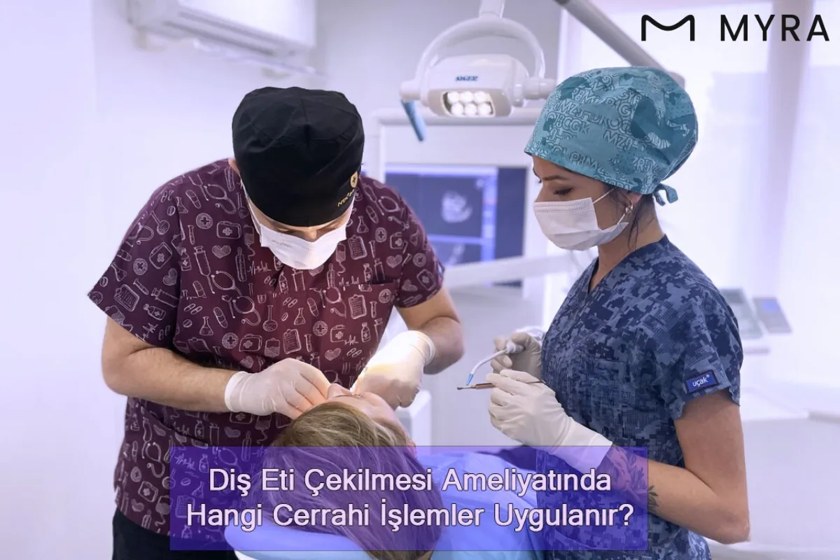 Diş eti cerrahisi sırasında çalışan uzman hekimler