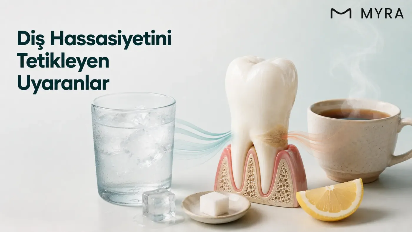 Soğuk, sıcak ve tatlı yiyeceklerin diş hassasiyetini tetiklemesini gösteren görsel