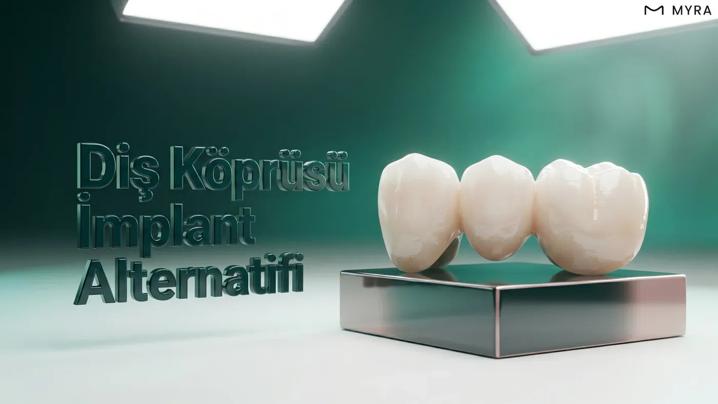 Eksik dişin iki yanındaki dişlere sabitlenmiş zirkonyum diş köprüsü modeli 