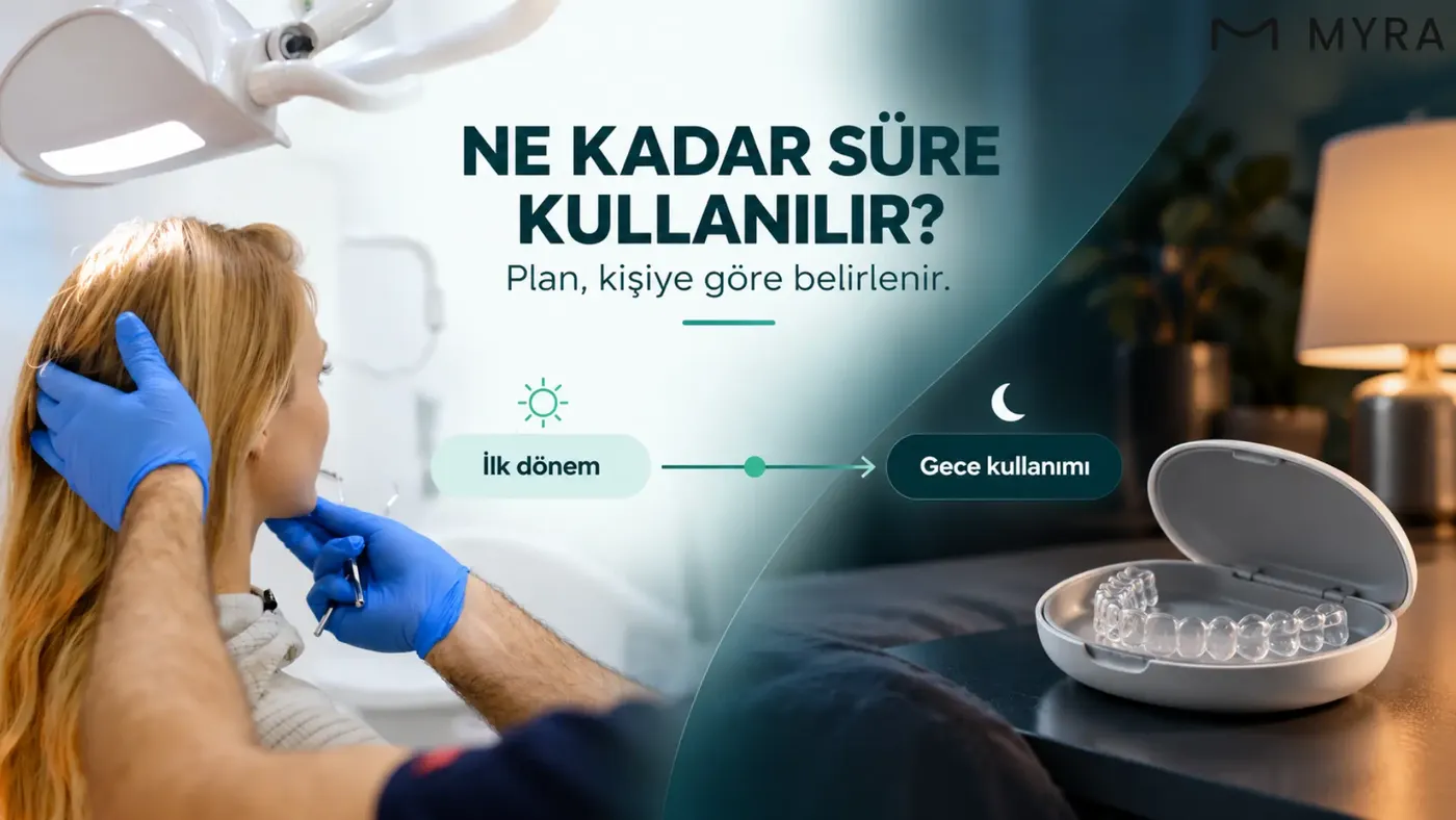 Diş teli sonrası pekiştirme plağının tam gün ve gece kullanım dönemleri