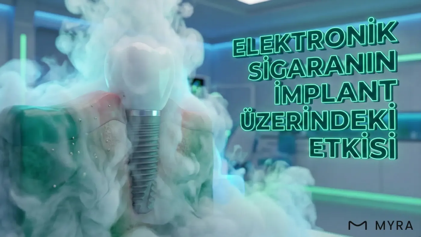 Elektronik sigara kullanan bir kişinin ağız içi ve implant bölgesini gösteren görsel