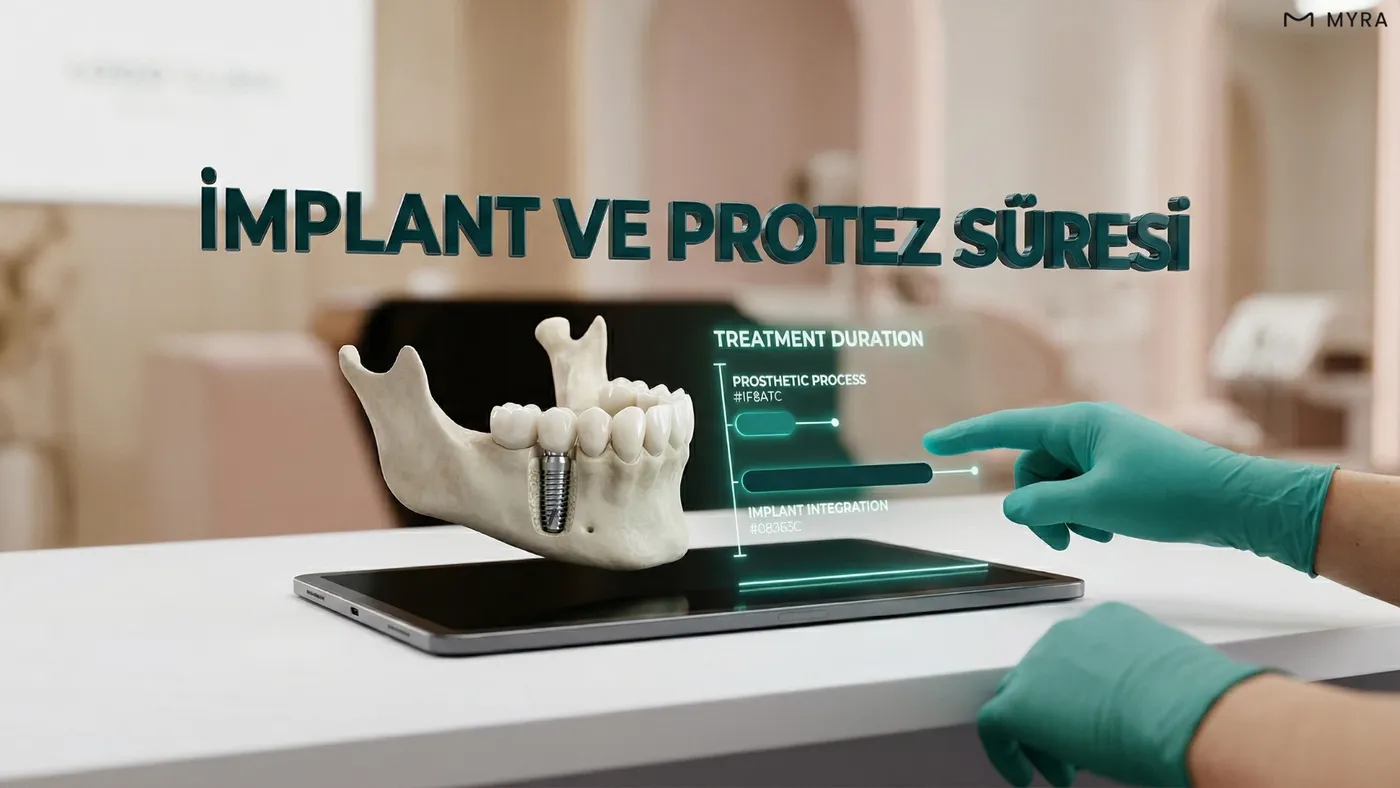 İmplant ve protez tedavi sürelerini gösteren görsel