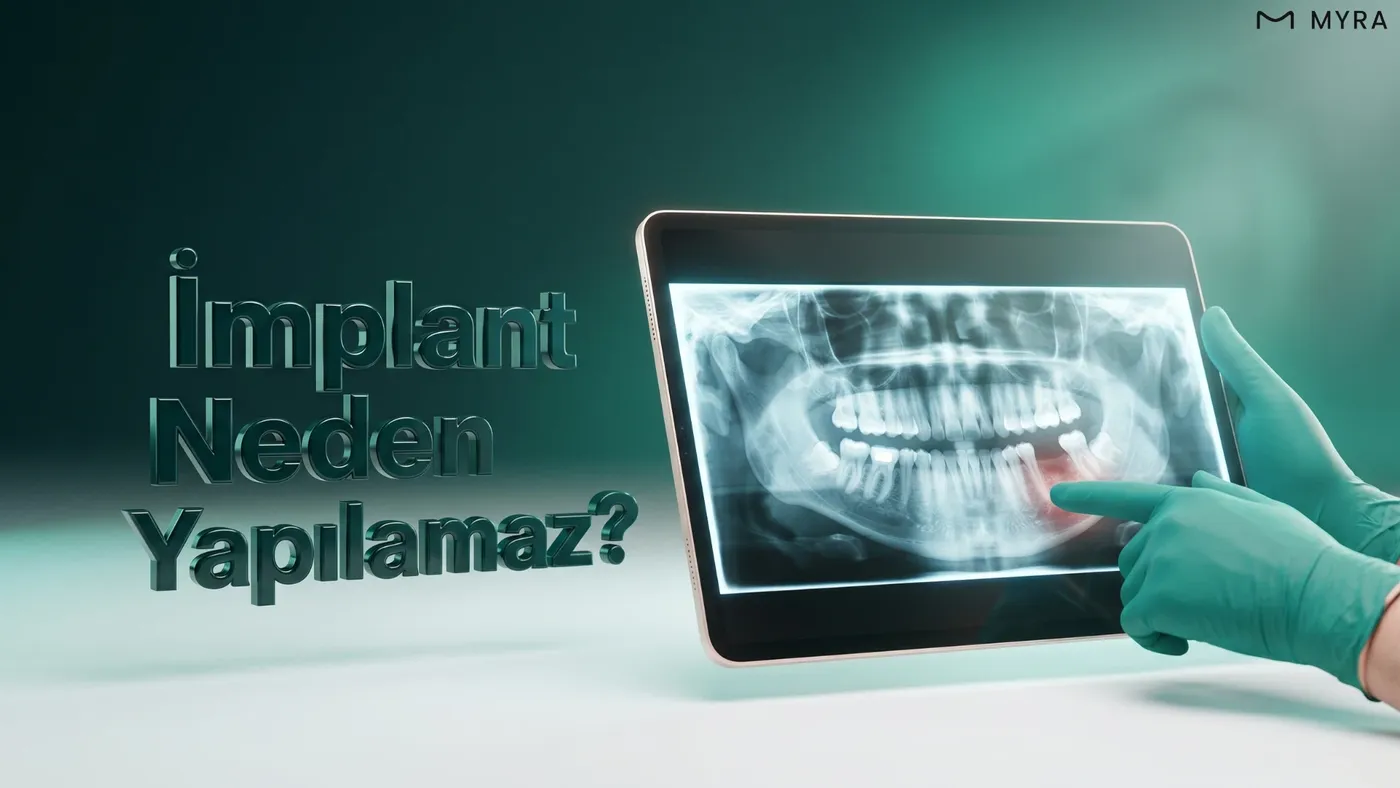 Yetersiz çene kemiği nedeniyle implant yapılamayan hastanın panoramik röntgen görüntüsü 