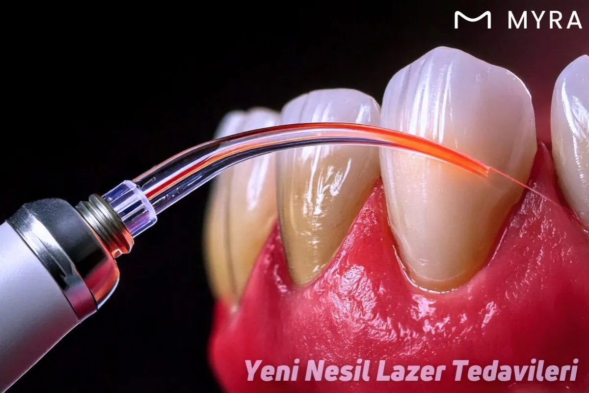 Lazer ışınıyla diş eti üzerindeki koyu lekelerin giderilmesi