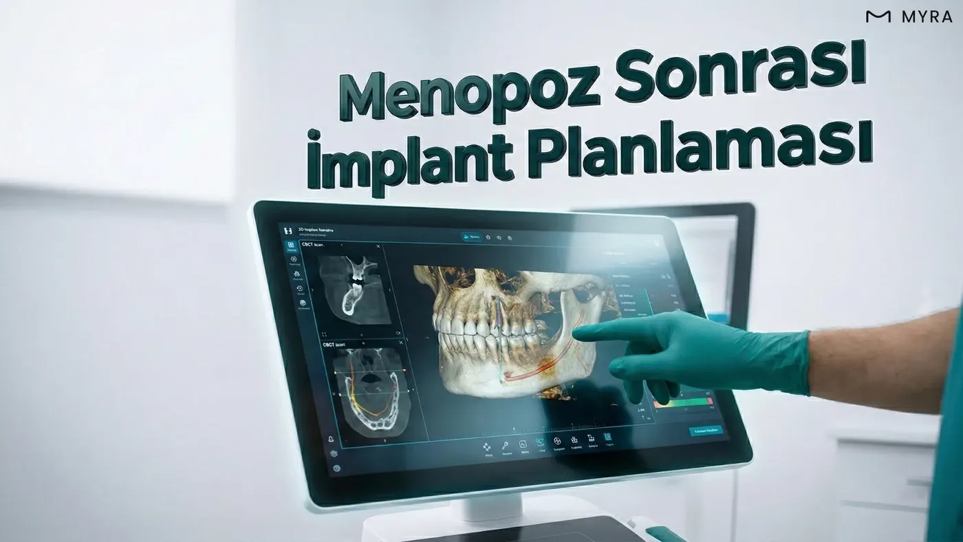 Diş hekiminin dijital implant planlamasını incelediği klinik ortam