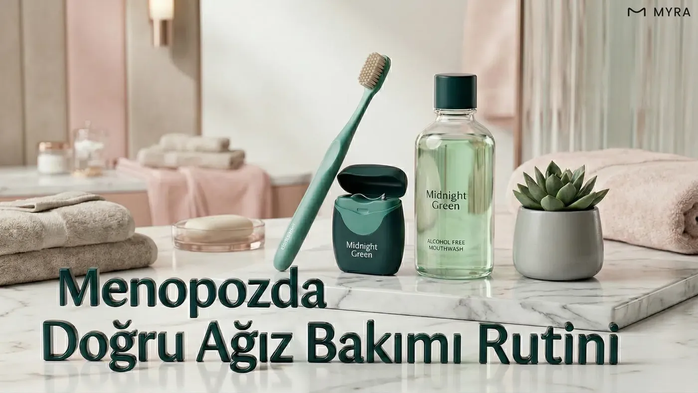 Yumuşak kıllı diş fırçası ve diş ipi ile ağız bakımını gösteren görsel