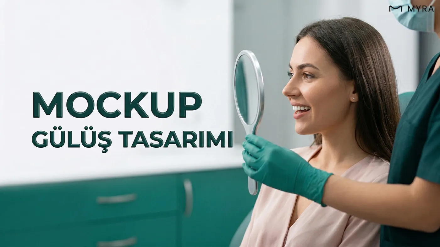 Hastanın ağzında geçici mock-up kaplamayla prova yapılan gülüş tasarımı