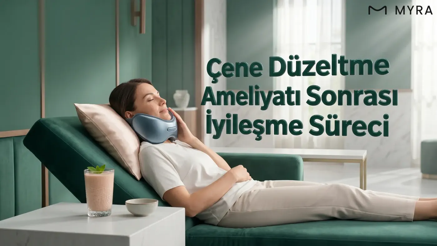 Ortognatik cerrahi sonrası yumuşak beslenme ve şişlik yönetimini gösteren iyileşme dönemi