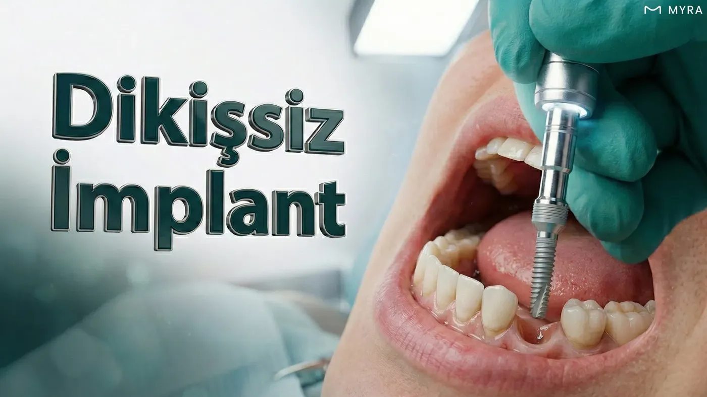 Dikişsiz implant tekniği ile yerleştirilen implantın ağız içi görünümü