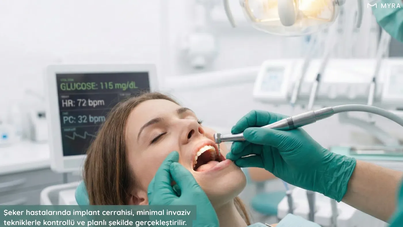 Diyabet hastasında implant yerleştirme işlemi sırasında diş hekimi uygulaması