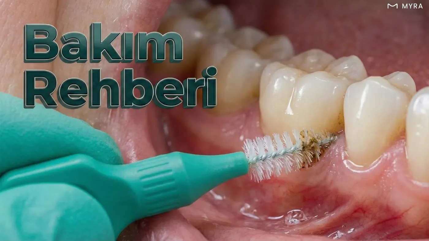 İmplant çevresi temizliği yapılan ağız içi bakım uygulaması
